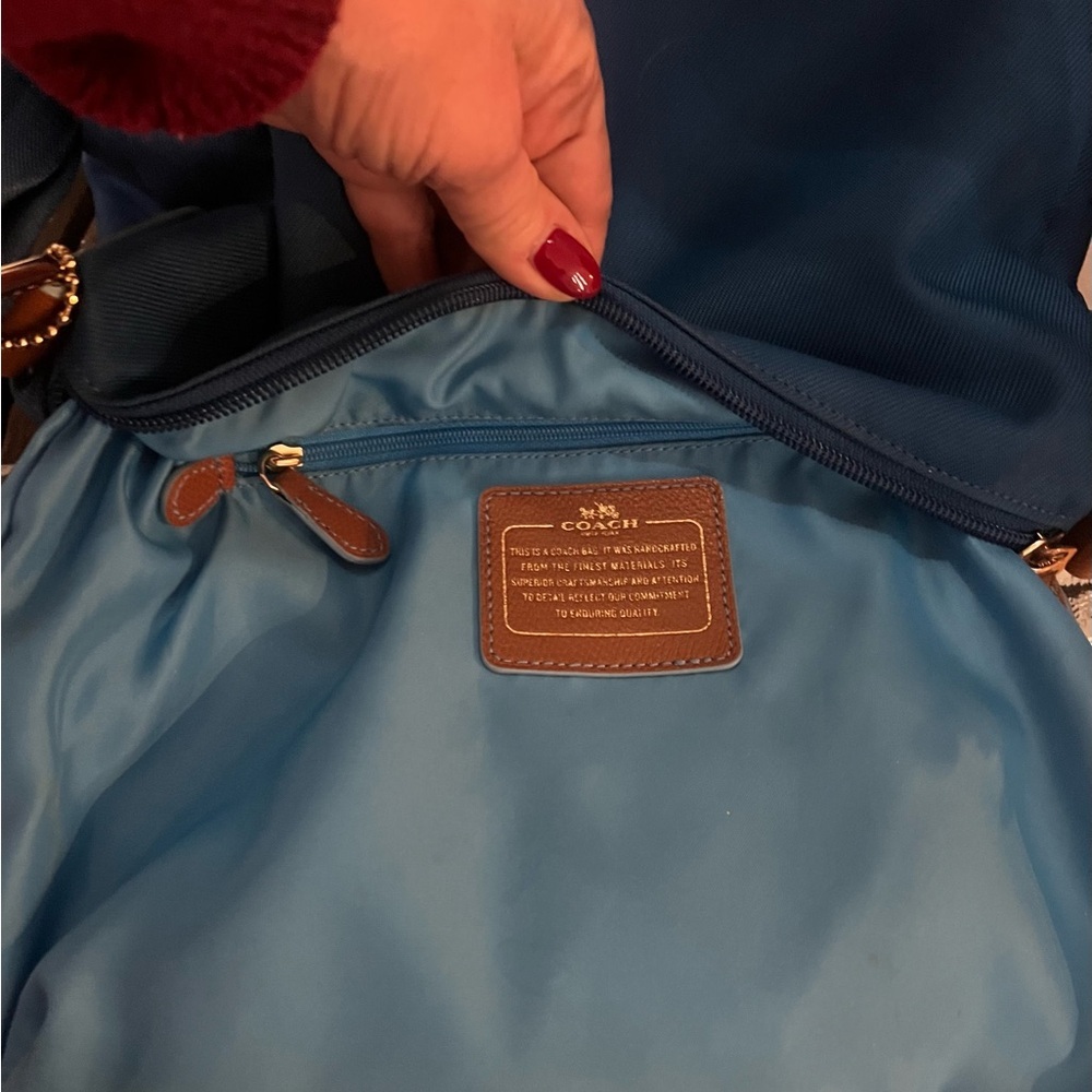 Coach Sawyer Crossbody Bag in Blue and Tan - Picture 13 of 15